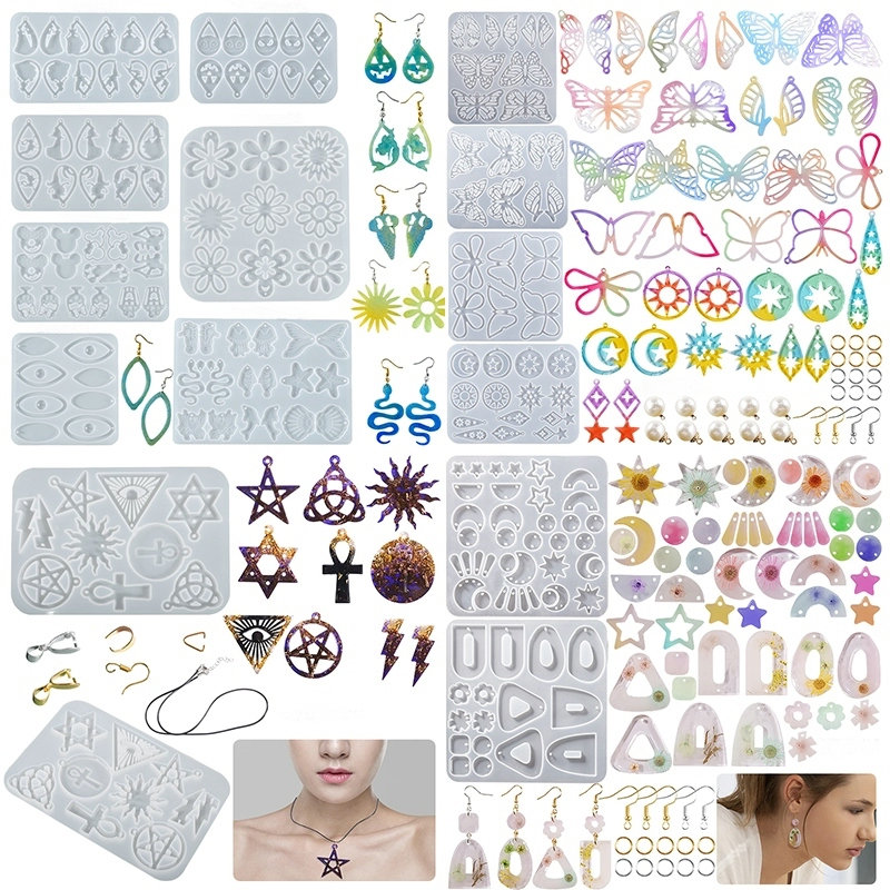 Resin Art Letters - ต่างหูจี้ซิลิโคนแม่พิมพ์อีพ็อกซี่เรซิ่นผสมสไตล์เครื่องประดับทําแม่พิมพ์หล่อ DIY Charms จี้แม่พิมพ์ Creative Craft