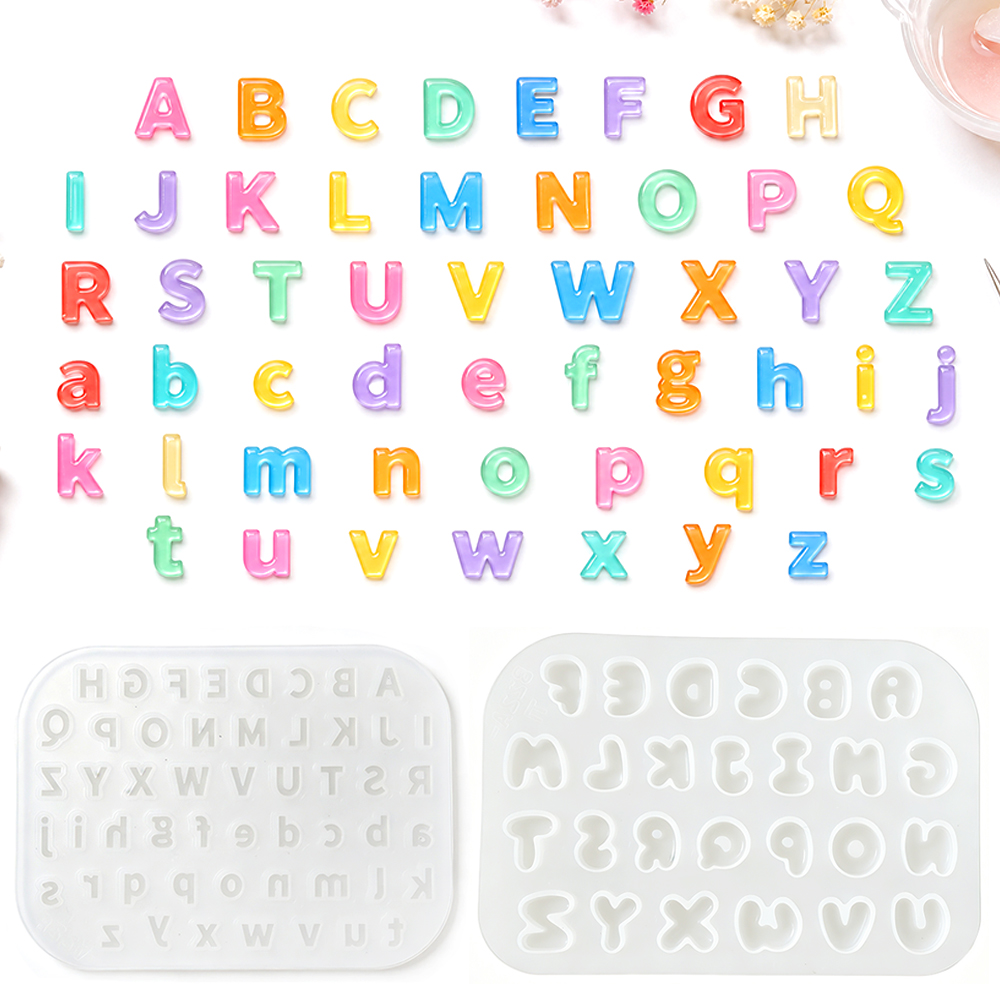 Resin Art Letters - แม่พิมพ์ซิลิโคนขนาดเล็ก S0321 สำหรับทำเรซิ่นอีพ็อกซี่คริสตัล DIY ตัวอักษรพิมพ์ใหญ่ พิมพ์เล็ก