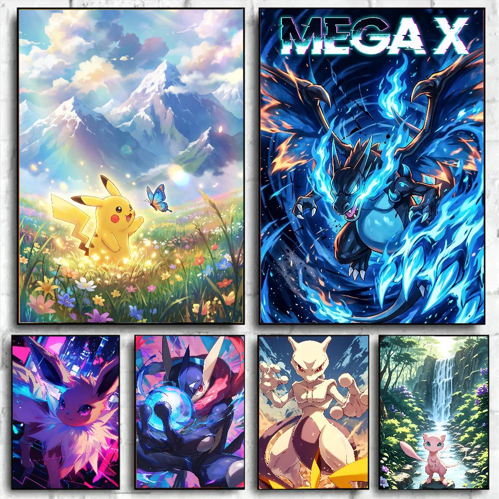 Resin Art On Wall - โปสเตอร์อนิเมะโปเกมอน อีวุย ภาพพิมพ์เพชร HD กันน้ำ สำหรับตกแต่งห้องนอน