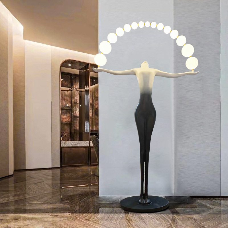Resin Art Floor Design - โคมไฟตั้งพื้น LED ดีไซน์โมเดิร์นมินิมอลสไตล์นอร์ดิกสำหรับตกแต่งห้องนั่งเล่น มุมห้อง พร้อมประติมากรรมเรซิน