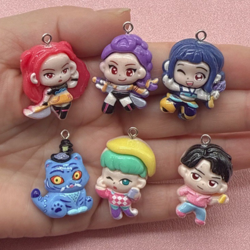 Resin Art Hanging - จี้การ์ตูนเรซิ่น 10 ชิ้น, ต่างหูทำเอง DIY, อุปกรณ์เสริมพวงกุญแจ