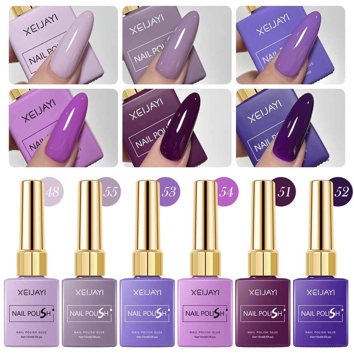 Resin Art Purple - 6 ชิ้น/เซ็ต 15ml เจลเล็บ 6 สีโรแมนติกสีม่วง