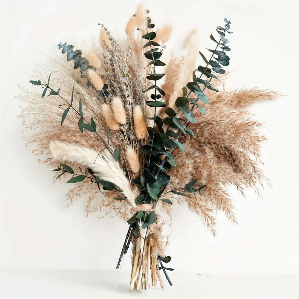 Dried Flower Pressed - 80 ชิ้นดอกไม้แห้งธรรมชาติช่อดอกไม้ตกแต่งบ้าน Pampas Reeds หญ้ากระต่ายหางช่อดอกไม้ Boho