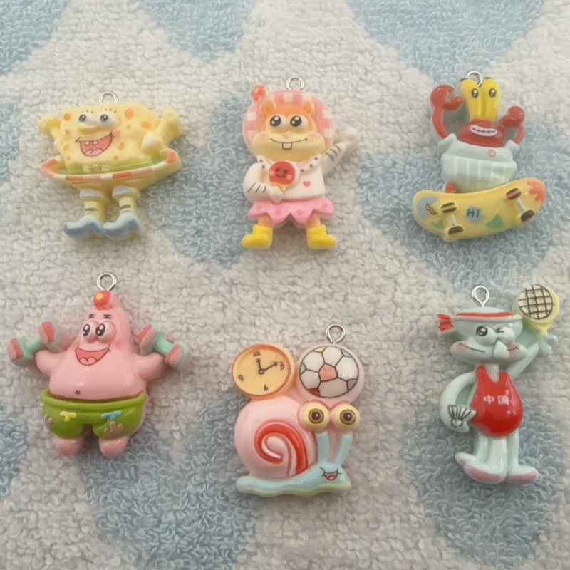 Resin Art Hanging - จี้เรซิ่นลายการ์ตูน 10 ชิ้น, ต่างหูทำเอง DIY, อุปกรณ์เสริมพวงกุญแจ