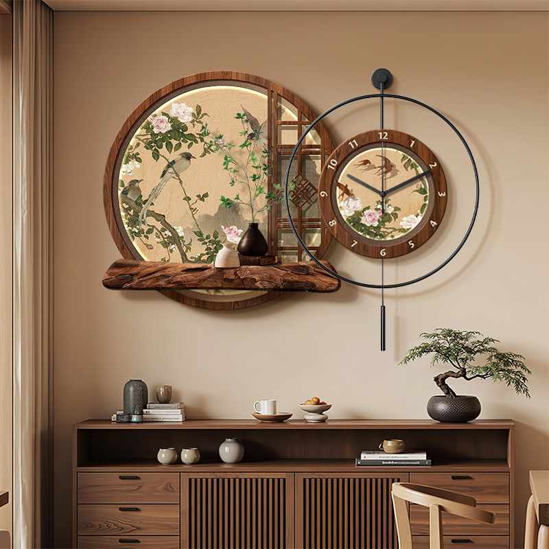 Resin Art On Wood - ภาพวาดตกแต่งร้านอาหารจีนแบบใหม่: ภาพวาดดอกไม้และนก นาฬิกาตั้งโต๊ะ ภาพแขวนผนัง ศิลปะสไตล์โบราณ