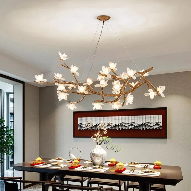 Resin Art On Wood - ดอกไม้ศิลปะไม้โมเดิร์นตกแต่งบ้านไฟ LED จี้โคมไฟสําหรับห้องนั่งเล่นโคมไฟระย้าสําหรับห้องรับประทานอาหารแขวนในร่ม