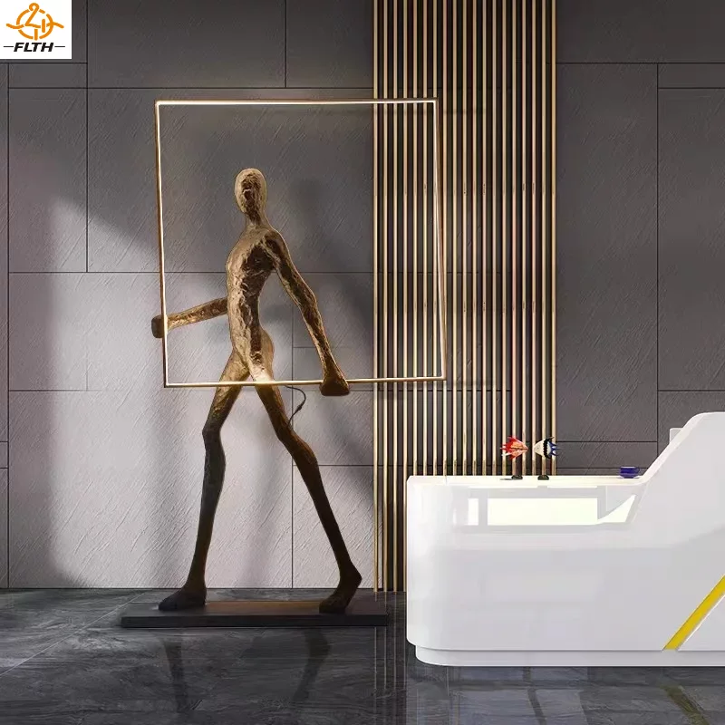 Resin Art Floor Design - โคมไฟตั้งพื้นรูปปั้นหุ่นยนต์ โคมไฟตั้งพื้นดีไซน์ทันสมัย โคมไฟ LED ตกแต่งโรงแรม ล็อบบี้