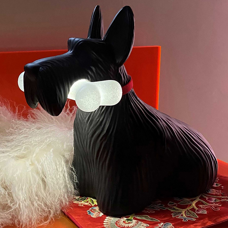 Resin Art On Floor - Scottie ตารางโคมไฟตกแต่งห้องนอนโคมไฟสัตว์ Nordic สุนัขโคมไฟหอพัก LED ข้างเตียง
