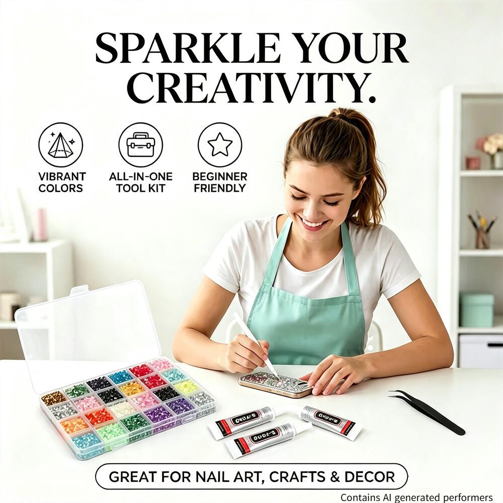 Resin Art Glue - ชุดเพชรเรซินหลากสีขนาด 3 มม. พร้อมเครื่องมือ แหนบ ปากกา
