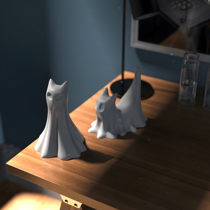 Ghost Cat ฮาโลวีนเดสก์ท็อปเครื - Resin Art Letters บทวิจารณ์และราคา