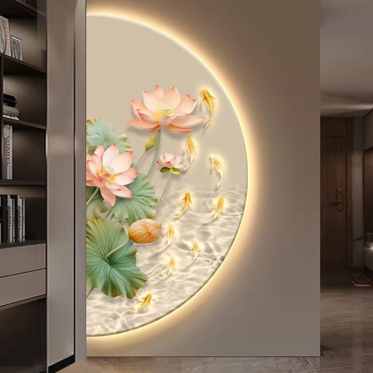 ภาพวาดตกแต่งรูปดอกบัวครึ่งวงกล - Resin Art On Wood บทวิจารณ์และราคา