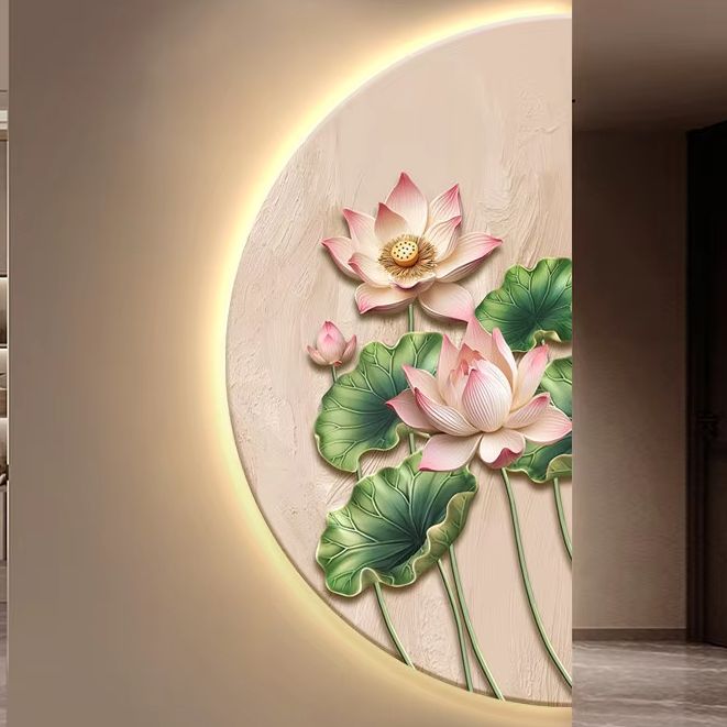ภาพวาดตกแต่งรูปดอกบัวครึ่งวงกล - Resin Art On Wood บทวิจารณ์และราคา