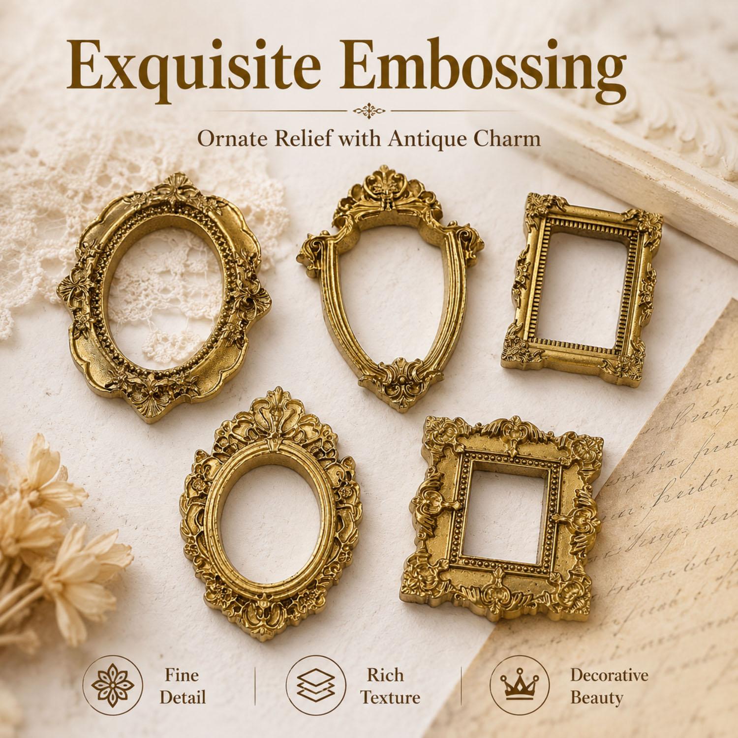 กรอบรูปวินเทจสีทองขนาดเล็ก 5/2 - Resin Art Photo Frame บทวิจารณ์และราคา