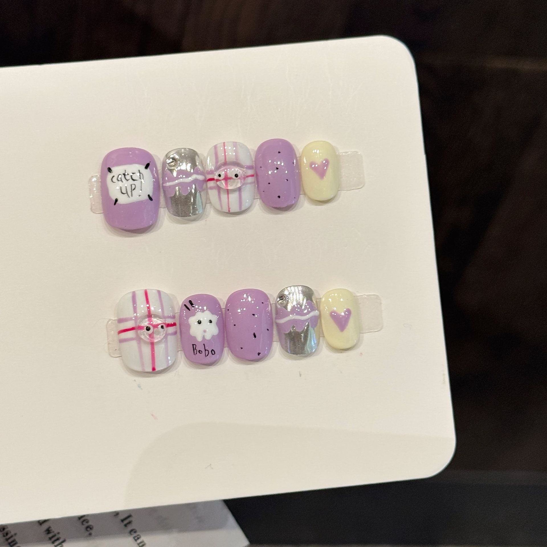 เล็บปลอมแบบกดติด 10 ชิ้น ทำมือ - Resin Art Purple บทวิจารณ์และราคา